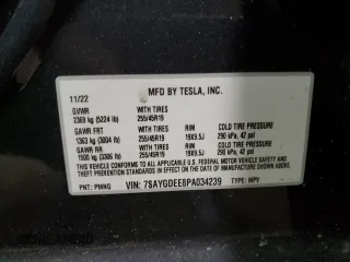 2023 Tesla Model Y Long Range with VIN 7SAYGDEE8PA034239, listed as a Copart auction lot 46429785 with 66,944 mi miles and Non Repairable. Bid and sale history available at DreamBid. Image 15.