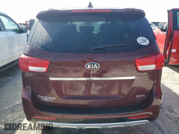 2018 Kia Sedona SX-L with VIN KNDME5C10J6378693, listed as a Copart auction lot 75202054 with 0 mi miles and Non Repairable. Bid and sale history available at carsss.com. Image 6.