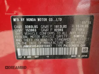 2016 Honda Fit LX with VIN JHMGK5H54GX010407, listed as a Copart auction lot 60127785 with 70,089 mi miles and Salvage title. Bid and sale history available at DreamBid. Image 12.