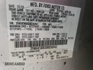 2013 Ford Flex SE with VIN 2FMGK5B83DBD26965, listed as a Copart auction lot 51277285 with 155,167 mi miles and Salvage Title. Bid and sale history available at carsss.com. Image 15.