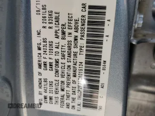2012 Honda Accord EX z VIN 1HGCP2F75CA015134, wystawiony jako Copart lot #57617385 z przebiegiem 191 924 mil mil oraz Czysty tytuł • Clean title. Historia ofert i sprzedaży dostępna na DreamBid. Obrazek 12.