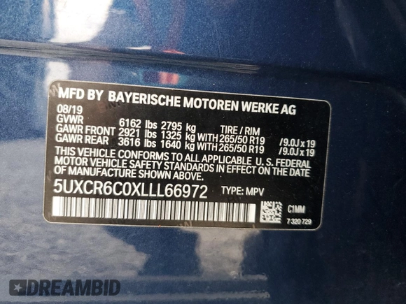 2020 BMW X5 xDrive40i with VIN 5UXCR6C0XLLL66972, listed as a Copart auction lot 51878465 with 135,814 mi miles and Clean Title. Bid and sale history available at carsss.com. Image 13.