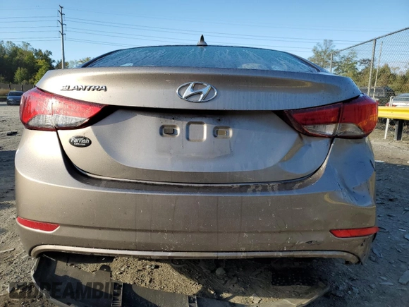 2016 Hyundai Elantra SE with VIN 5NPDH4AE6GH670323, listed as a Copart auction lot 88052915 with 47,876 mi miles and Non Repairable. Bid and sale history available at DreamBid. Image 6.