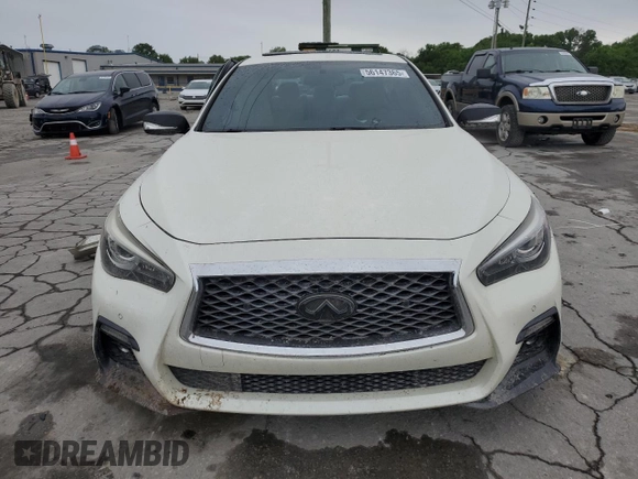 2019 Infiniti Q50 Red Sport 400 with VIN JN1FV7AP4KM760088, listed as a Copart auction lot 56147365 with 106,541 mi miles and Salvage title. Bid and sale history available at DreamBid. Image 5.