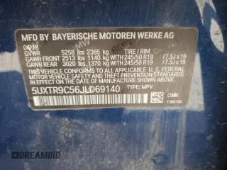 2018 BMW X3 xDrive30i with VIN 5UXTR9C56JLD69140, listed as a Copart auction lot 47052265 with 70,640 mi miles and Salvage Title. Bid and sale history available at DreamBid. Image 13.