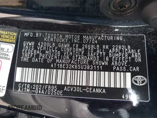 2005 Toyota Camry STD z VIN 4T1BE32K65U383111, wystawiony jako IAAI lot #41735806 z przebiegiem 115 285 mil mil oraz . Historia ofert i sprzedaży dostępna na DreamBid. Obrazek 9.