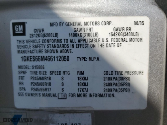 2006 GMC Envoy XL Denali with VIN 1GKES66M466112050, listed as a Copart auction lot 76102804 with 239,844 mi miles and Non Repairable. Bid and sale history available at carsss.com. Image 13.