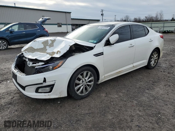 2015 Kia Optima EX z VIN 5XXGN4A7XFG358166, wystawiony jako Copart lot #51613105 z przebiegiem 129 135 mil mil oraz Szkoda całkowita • Salvage title. Historia ofert i sprzedaży dostępna na DreamBid. Obrazek 1.