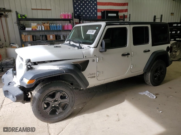 2019 Jeep Wrangler Unlimited Sport S with VIN 1C4HJXDN7KW622545, listed as a Copart auction lot 41647665 with 52,644 mi miles and Salvage Title. Bid and sale history available at carsss.com. Image 1.