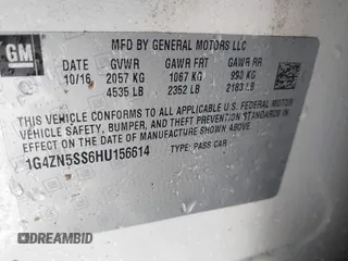 2017 Buick LaCrosse Preferred with VIN 1G4ZN5SS6HU156614, listed as a IAAI auction lot 41345141 with 196,991 mi miles. Bid and sale history available at carsss.com. Image 9.