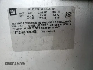 2015 Chevrolet Malibu LS with VIN 1G11B5SLXFU152266, listed as a Copart auction lot 49792375 with 128,527 mi miles and Salvage Title. Bid and sale history available at DreamBid. Image 12.
