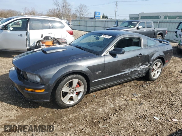 2007 Ford Mustang GT Deluxe with VIN 1ZVFT82H275246450, listed as a Copart auction lot 52744255 with 103,593 mi miles and Salvage Title. Bid and sale history available at carsss.com. Image 1.