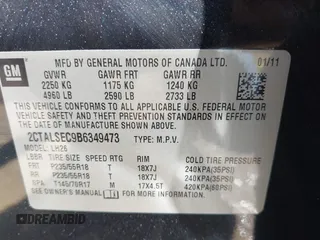 2011 GMC Terrain SLE-2 with VIN 2CTALSEC9B6349473, listed as a IAAI auction lot 42209985 with 164,529 mi miles and . Bid and sale history available at DreamBid. Image 9.