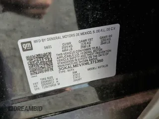 2021 GMC Terrain SLE with VIN 3GKALMEVXML371350, listed as a Copart auction lot 59190475 with 45,443 mi miles and Salvage title. Bid and sale history available at DreamBid. Image 13.