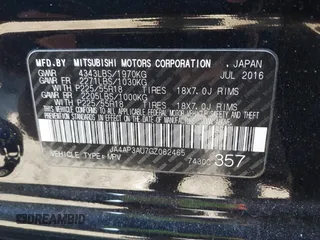 2016 Mitsubishi Outlander Sport 2.0 ES with VIN JA4AP3AU7GZ062465, listed as a IAAI auction lot 41466698 with 66,414 mi miles. Bid and sale history available at carsss.com. Image 9.