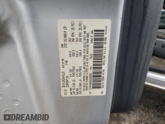 2006 Dodge Dakota SLT with VIN 1D7HE48K86S605839, listed as a Copart auction lot 78135534 with 205,283 mi miles and Salvage Title. Bid and sale history available at DreamBid. Image 12.