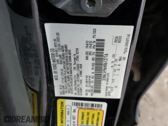 2017 Lincoln MKZ Reserve z VIN 3LN6L5F96HR612716, wystawiony jako Copart lot #60704555 z przebiegiem Nie podano mil oraz Szkoda całkowita • Salvage title. Historia ofert i sprzedaży dostępna na DreamBid. Obrazek 13.