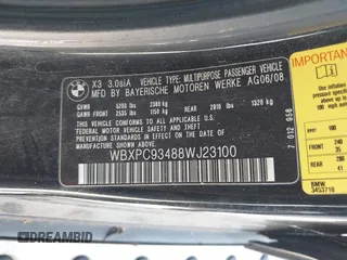 2008 BMW X3 3.0si with VIN WBXPC93488WJ23100, listed as a IAAI auction lot 40859491 with 331,231 mi miles. Bid and sale history available at carsss.com. Image 9.