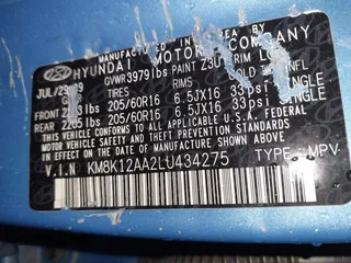 2020 Hyundai Kona SE with VIN KM8K12AA2LU434275, listed as a IAAI auction lot 42023623 with 71,684 mi miles and . Bid and sale history available at carsss.com. Image 9.