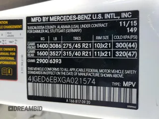 2016 Mercedes-Benz GLE 450 AMG с VIN 4JGED6EBXGA021574, выставлен на аукционе Copart как лот 63757095 с пробегом 83 364 миль миль и Списание • Salvage title. История ставок и продаж доступна на DreamBid. Изображение 13.