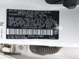 2014 Toyota Camry L with VIN 4T4BF1FKXER374901, listed as a IAAI auction lot 41861839 with 130,990 mi miles and . Bid and sale history available at DreamBid. Image 9.