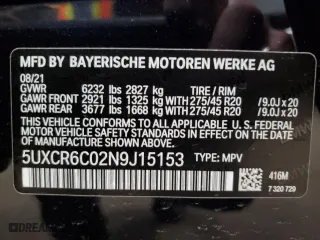 2022 BMW X5 xDrive40i with VIN 5UXCR6C02N9J15153, listed as a Copart auction lot 50872675 with 80,011 mi miles and Salvage Title. Bid and sale history available at carsss.com. Image 14.