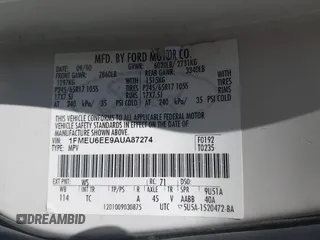2010 Ford Explorer Eddie Bauer с VIN 1FMEU6EE9AUA87274, выставлен на аукционе IAAI как лот 42453657 с пробегом 175 609 миль миль и . История ставок и продаж доступна на DreamBid. Изображение 9.