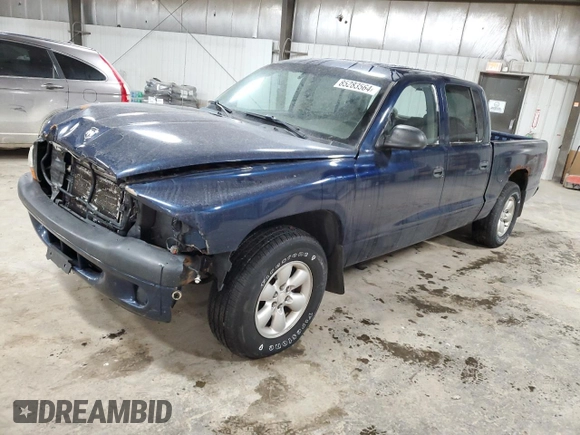 2004 Dodge Dakota Sport with VIN 1D7HL38NX4S579042, listed as a Copart auction lot 85283564 with 327,981 mi miles and Salvage Title. Bid and sale history available at carsss.com. Image 1.