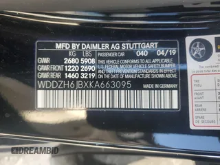 2019 Mercedes-Benz E 450 with VIN WDDZH6JBXKA663095, listed as a Copart auction lot 81369044 with 43,455 mi miles and Salvage Title. Bid and sale history available at DreamBid. Image 14.
