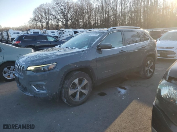 2021 Jeep Cherokee Limited with VIN 1C4PJMDX1MD123265, listed as a Copart auction lot 42117895 with 57,685 mi miles and Salvage Title. Bid and sale history available at carsss.com. Image 1.
