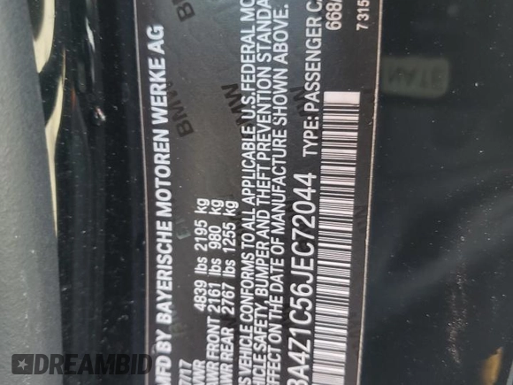 2018 BMW 4 Series 430i with VIN WBA4Z1C56JEC72044, listed as a Copart auction lot 44455245 with 47,077 mi miles and Salvage Title. Bid and sale history available at DreamBid. Image 14.