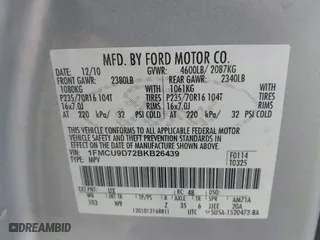2011 Ford Escape XLT with VIN 1FMCU9D72BKB26439, listed as a IAAI auction lot 41914514 with 242,172 mi miles. Bid and sale history available at carsss.com. Image 9.