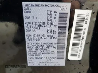2017 Infiniti QX60 with VIN 5N1DL0MN1HC544592, listed as a Copart auction lot 85887984 with 84,244 mi miles and Salvage Title. Bid and sale history available at carsss.com. Image 14.
