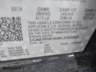 2019 Chevrolet Traverse LT Leather with VIN 1GNERHKW8KJ245855, listed as a IAAI auction lot 41545035 with 93,499 mi miles. Bid and sale history available at carsss.com. Image 9.