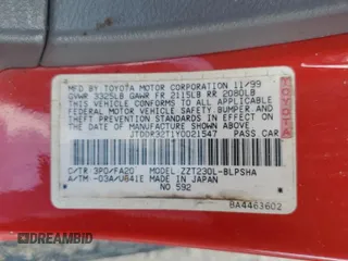 2000 Toyota Celica GT with VIN JTDDR32T1Y0021547, listed as a Copart auction lot 74622334 with 374,197 mi miles and Salvage Title. Bid and sale history available at carsss.com. Image 13.
