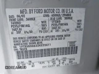2002 Ford F-150 XLT with VIN 1FTRW08632KE22611, listed as a IAAI auction lot 41519768 with 200,420 mi miles. Bid and sale history available at carsss.com. Image 9.