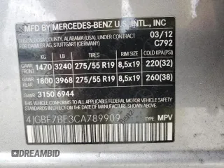2012 Mercedes-Benz GL-Class GL 450 with VIN 4JGBF7BE3CA789909, listed as a Copart auction lot 73646084 with 195,865 mi miles and Salvage Title. Bid and sale history available at carsss.com. Image 13.