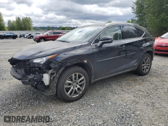 2015 Lexus NX 300h with VIN JTJBJRBZ1F2006518, listed as a Copart auction lot 56195375 with 38,529 mi miles and Salvage title. Bid and sale history available at DreamBid. Image 1.