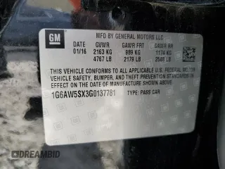 2016 Cadillac CTS AWD with VIN 1G6AW5SX3G0137781, listed as a Copart auction lot 88087965 with 82,481 mi miles and Salvage title. Bid and sale history available at DreamBid. Image 14.