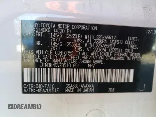 2011 Toyota RAV4 with VIN JTMBK4DV7B5101851, listed as a Copart auction lot 86580654 with 189,061 mi miles and Salvage Title. Bid and sale history available at carsss.com. Image 15.