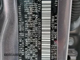 2016 Toyota Camry XLE with VIN 4T1BF1FKXGU263617, listed as a Copart auction lot 54695175 with 158,340 mi miles and Salvage Title. Bid and sale history available at DreamBid. Image 12.