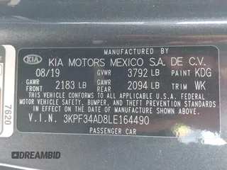 2020 Kia Forte GT-Line z VIN 3KPF34AD8LE164490, wystawiony jako IAAI lot #42066808 z przebiegiem 80 381 mil mil oraz . Historia ofert i sprzedaży dostępna na DreamBid. Obrazek 9.