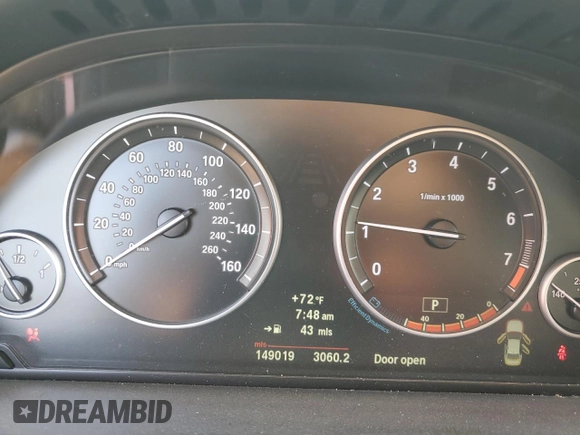 2013 BMW 5 Series 535i with VIN WBAFR7C57DC824157, listed as a Copart auction lot 71745004 with 149,019 mi miles and Salvage Title. Bid and sale history available at DreamBid. Image 9.