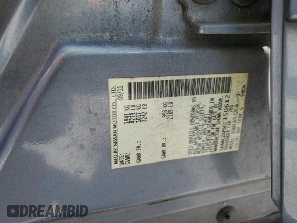 2012 Nissan Altima 2.5 S with VIN 1N4AL2AP6CC150612, listed as a Copart auction lot 54351835 with 230,715 mi miles and Salvage Title. Bid and sale history available at carsss.com. Image 13.