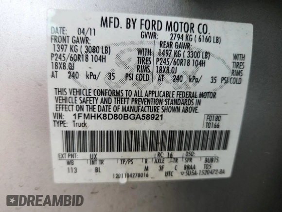 2011 Ford Explorer XLT z VIN 1FMHK8D80BGA58921, wystawiony jako Copart lot #63039705 z przebiegiem 160 052 mil mil oraz Szkoda całkowita • Salvage title. Historia ofert i sprzedaży dostępna na DreamBid. Obrazek 13.