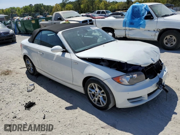 2008 BMW 1 Series 128i with VIN WBAUN13508VH77566, listed as a Copart auction lot 49605155 with 66,885 mi miles and Salvage Title. Bid and sale history available at DreamBid. Image 4.