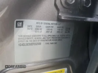 2012 Buick LaCrosse Leather with VIN 1G4GL5E39CF332568, listed as a Copart auction lot 67424974 with 113,326 mi miles and Salvage Title. Bid and sale history available at carsss.com. Image 13.