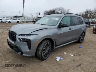 2024 BMW X7 M60i with VIN 5UX33EM08R9U14632, listed as a Copart auction lot 44566175 with 0 mi miles and Salvage Title. Bid and sale history available at carsss.com. Image 1.
