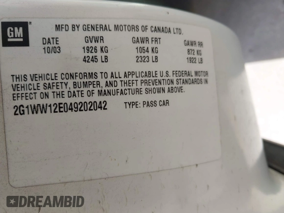 2004 Chevrolet Monte Carlo LS с VIN 2G1WW12E049202042, выставлен на аукционе IAAI как лот 42251491 с пробегом 171 112 миль миль и . История ставок и продаж доступна на DreamBid. Изображение 9.