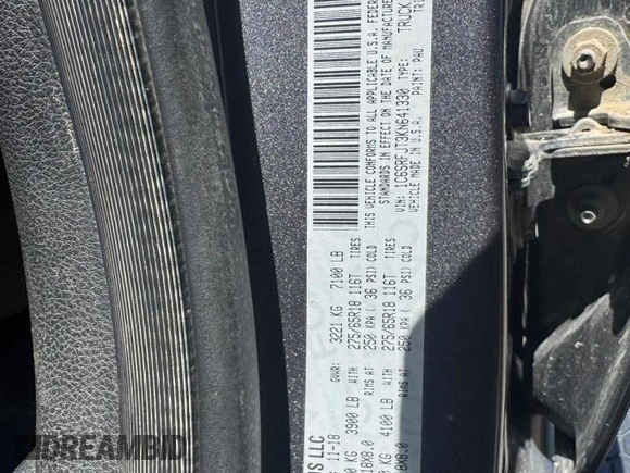 2019 Ram 1500 Laramie with VIN 1C6SRFJT3KN64133, listed as a Copart auction lot 66772865 with 225,085 mi miles and Clean title. Bid and sale history available at DreamBid. Image 10.